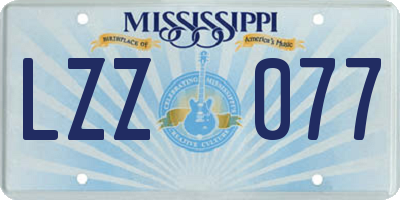 MS license plate LZZ077