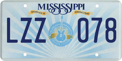 MS license plate LZZ078