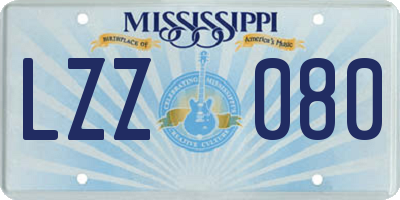 MS license plate LZZ080