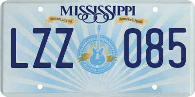 MS license plate LZZ085