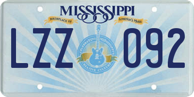 MS license plate LZZ092