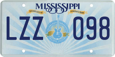 MS license plate LZZ098