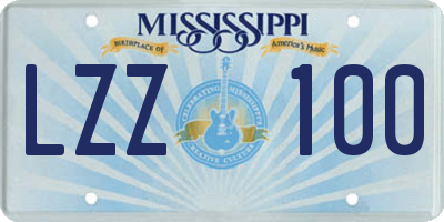 MS license plate LZZ100