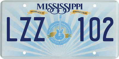 MS license plate LZZ102