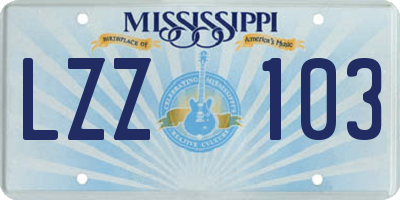 MS license plate LZZ103