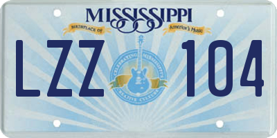 MS license plate LZZ104