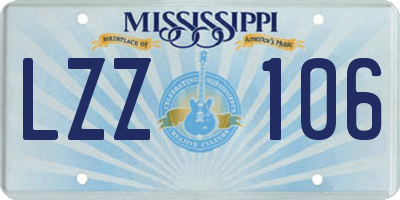 MS license plate LZZ106