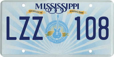 MS license plate LZZ108