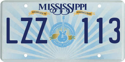 MS license plate LZZ113