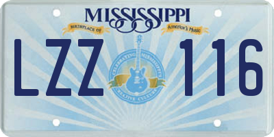MS license plate LZZ116