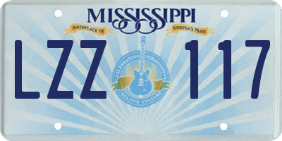 MS license plate LZZ117