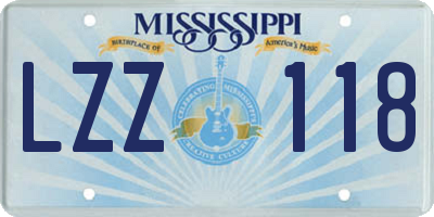 MS license plate LZZ118
