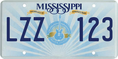 MS license plate LZZ123