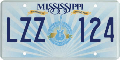 MS license plate LZZ124