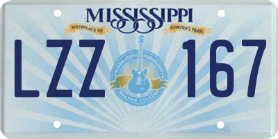 MS license plate LZZ167