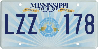 MS license plate LZZ178