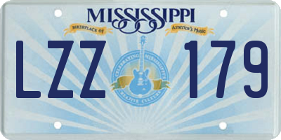MS license plate LZZ179