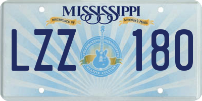 MS license plate LZZ180