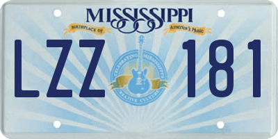 MS license plate LZZ181