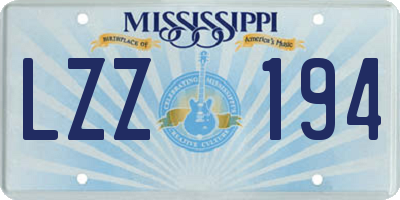 MS license plate LZZ194