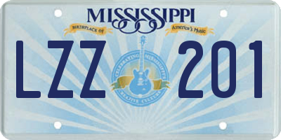 MS license plate LZZ201