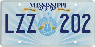 MS license plate LZZ202