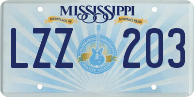 MS license plate LZZ203