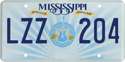 MS license plate LZZ204
