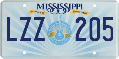 MS license plate LZZ205