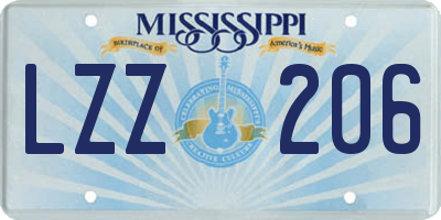 MS license plate LZZ206