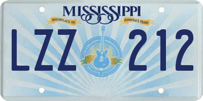 MS license plate LZZ212