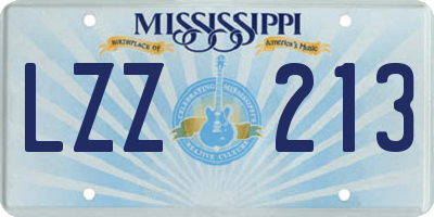 MS license plate LZZ213