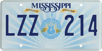 MS license plate LZZ214