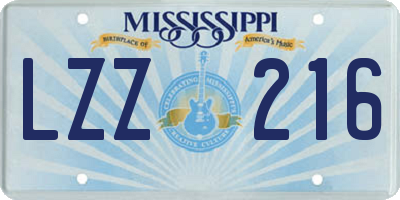 MS license plate LZZ216