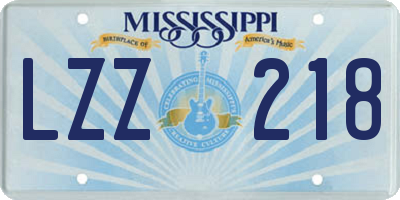 MS license plate LZZ218