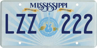 MS license plate LZZ222