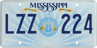MS license plate LZZ224