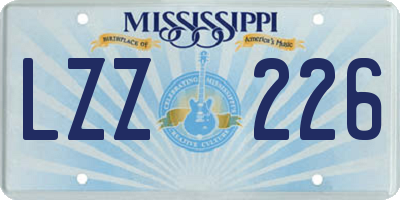MS license plate LZZ226