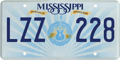 MS license plate LZZ228