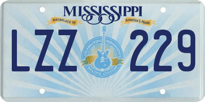 MS license plate LZZ229