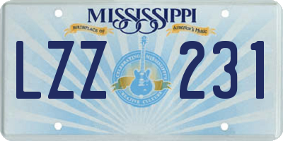 MS license plate LZZ231