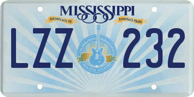 MS license plate LZZ232