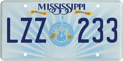 MS license plate LZZ233
