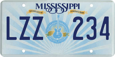 MS license plate LZZ234