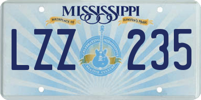 MS license plate LZZ235