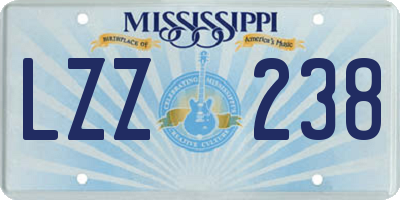 MS license plate LZZ238