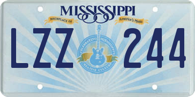 MS license plate LZZ244
