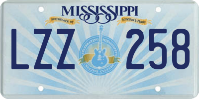 MS license plate LZZ258
