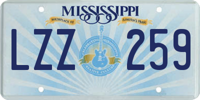 MS license plate LZZ259