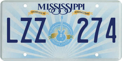 MS license plate LZZ274